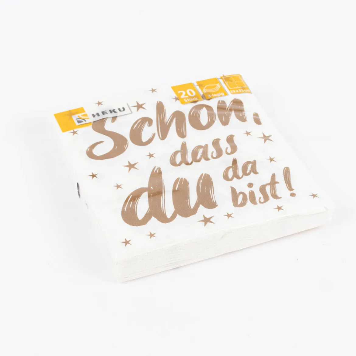 Serviette Schön, dass du da bist Sterne weiß goldfarbig 33x33cm 3lagig 20 Stück