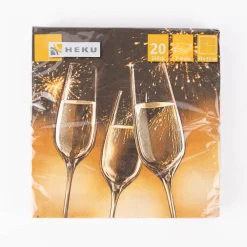 Serviette Sektgläser schwarz goldfarbig 33x33cm 3lagig 20 Stück