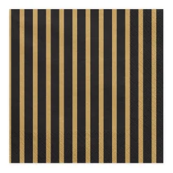 Serviette Streifen schwarz gold 33x33cm 3lagig 20 Stück