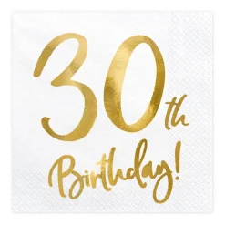 Serviette 30th Birthday weiß gold 33x33cm 3lagig 20 Stück