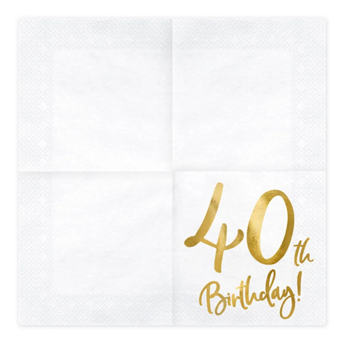 Serviette 40th Birthday weiß gold 33x33cm 3lagig 20 Stück
