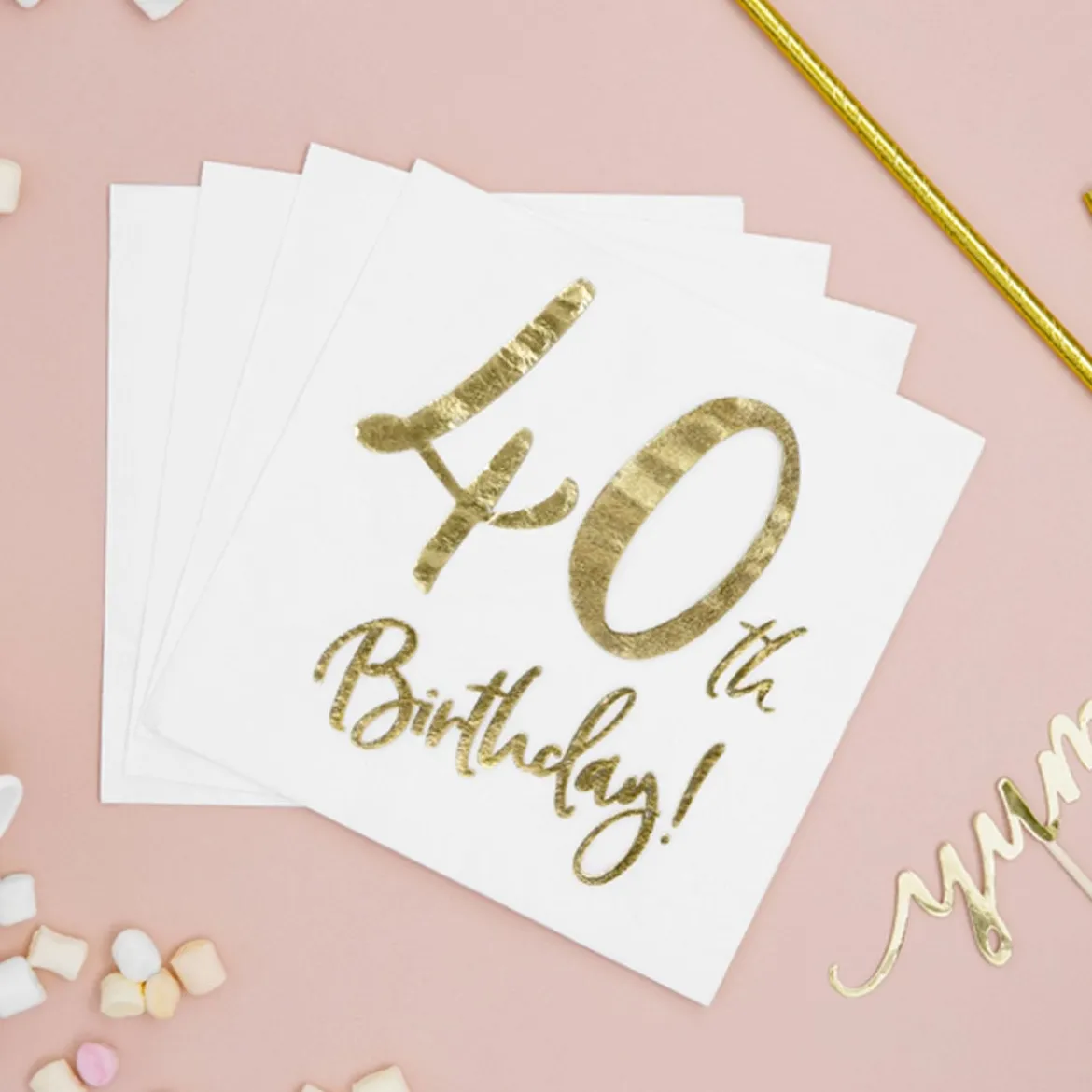 Serviette 40th Birthday weiß gold 33x33cm 3lagig 20 Stück