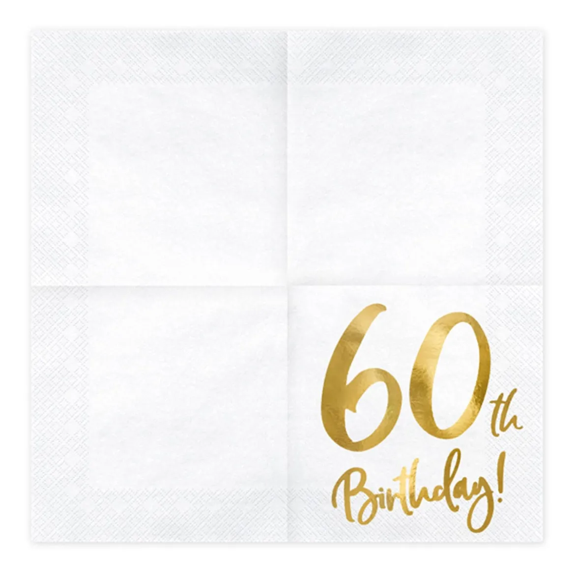 Serviette 60th Birthday weiß gold 33x33cm 3lagig 20 Stück
