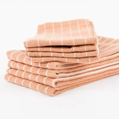 Set aus 4 Platzsets und 4 Servietten gestreift hellbraun weiß 50x35cm und 40x40cm von Linen & More