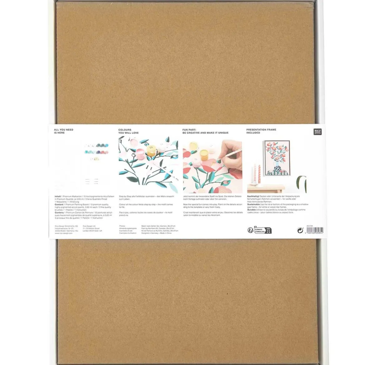 Set für Malen nach Zahlen Motiv Kamelie rosa grün 26x37cm von Rico Design