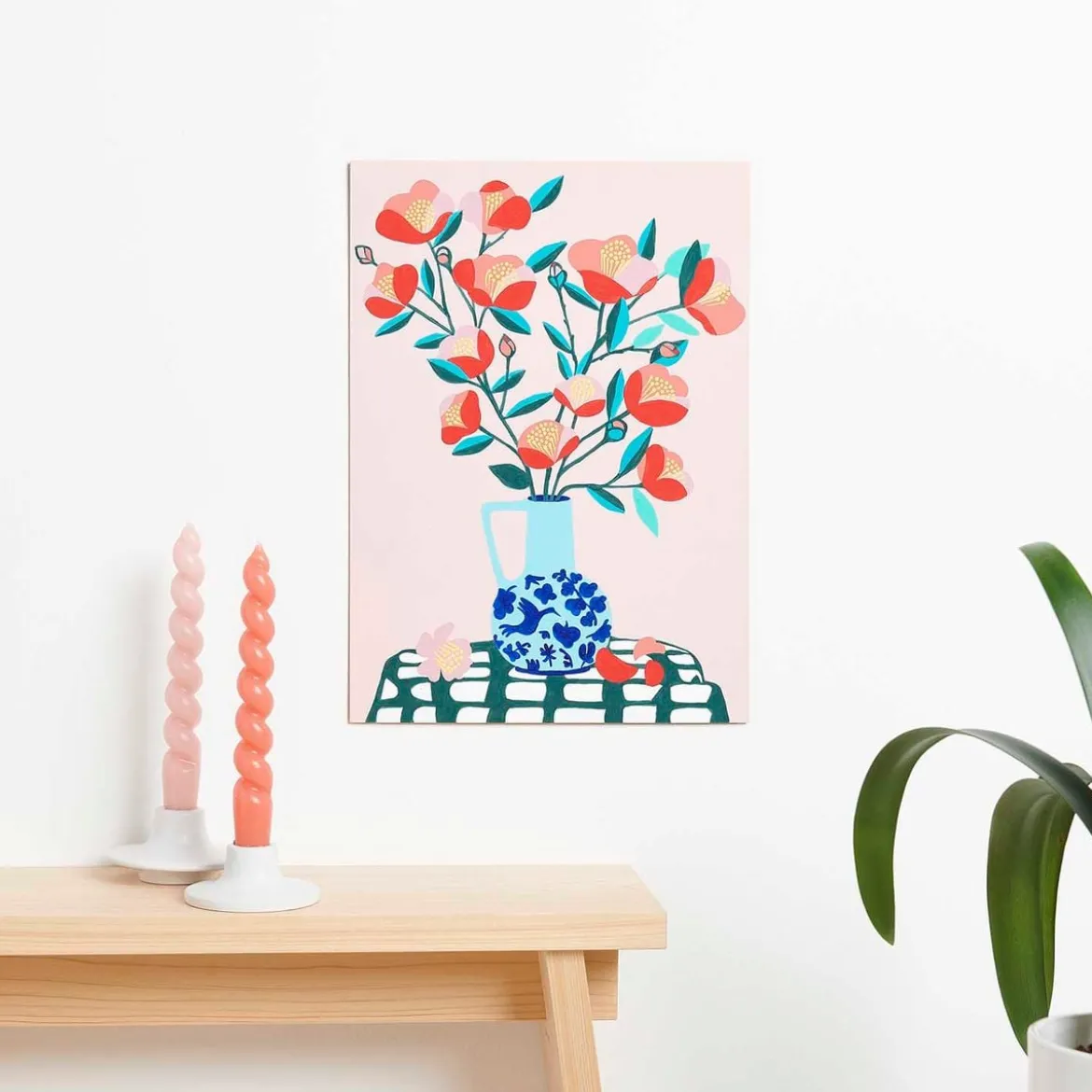 Set für Malen nach Zahlen Motiv Kamelie rosa grün 26x37cm von Rico Design