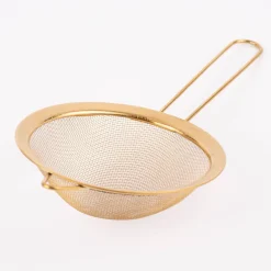 Sieb mit Griff Edelstahl goldfarbig 14x29cm