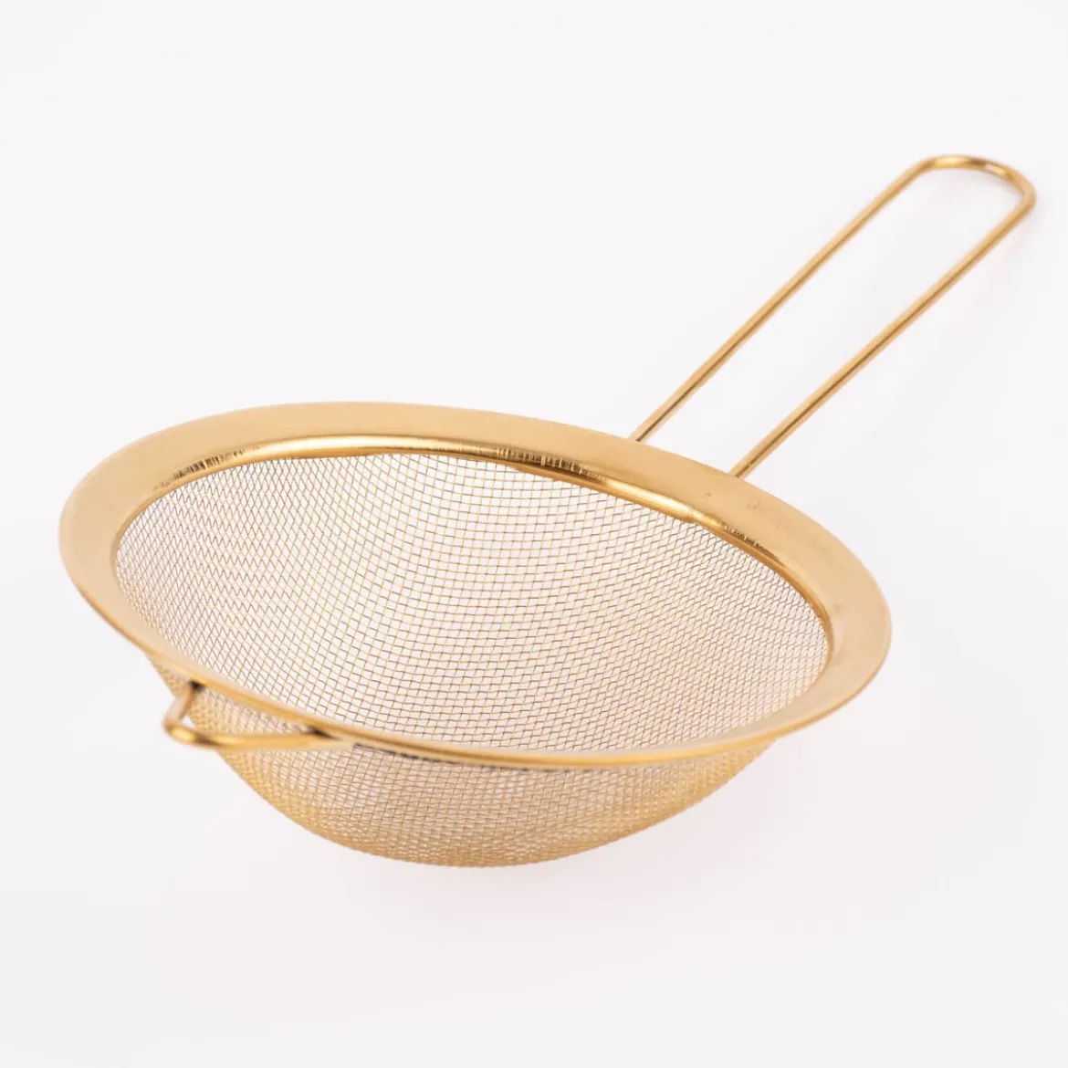 Sieb mit Griff Edelstahl goldfarbig 14x29cm