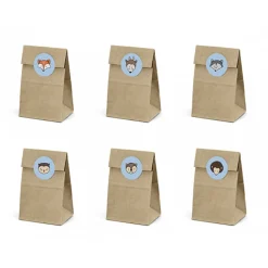 Süßigkeitenbeutel Woodland Waldtiere 6er Set natur 21x8x6,5cm