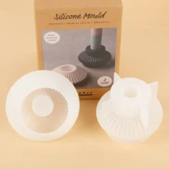 Silikonform Kerzenhalter gerillt 2 Stk zum Gießen von Gips, Beton & Harz von Creativ Company