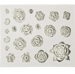 Silikonform Rosen mit 21 Mini-Blüten 0,5-1cmx0,8-4cm (HxD) von Creativ Company