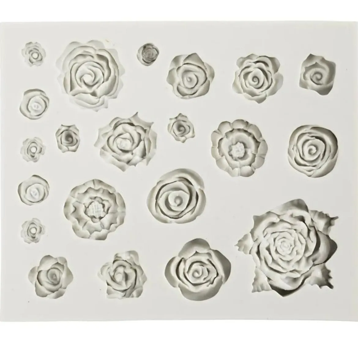 Silikonform Rosen mit 21 Mini-Blüten 0,5-1cmx0,8-4cm (HxD) von Creativ Company