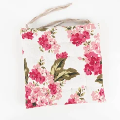 Sitzkissen Blüten mit Bindebändern weiß pink 38x38x4cm