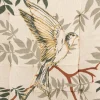 Sitzkissen mit Bindebändern Vogel Blätter grün beige gold 38x38cm