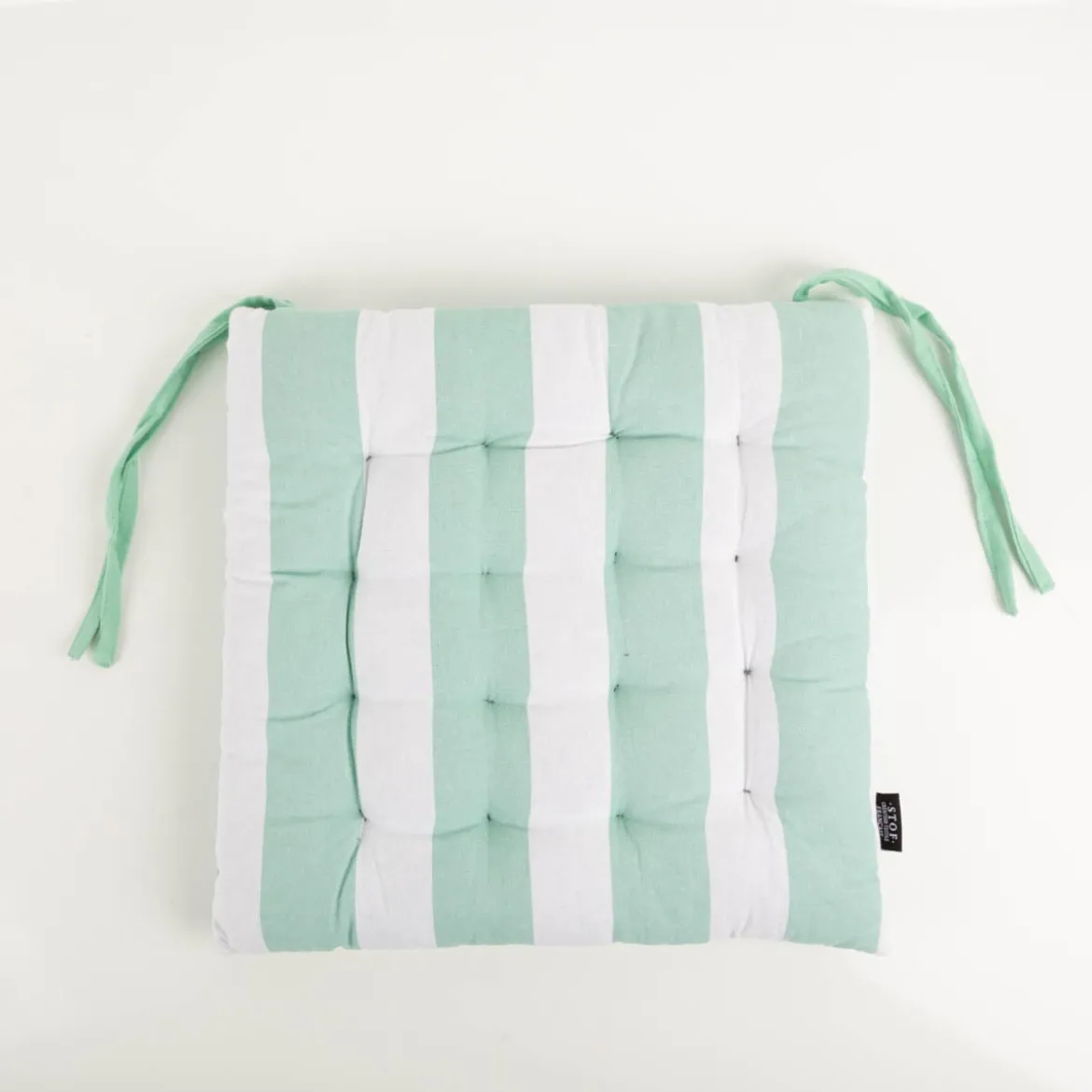 Sitzkissen mit Bindebändern zweiseitig Streifen mint weiß 38x38cm