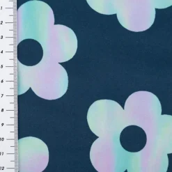 Softshell Stoff mit Fleece-Rückseite Digital Flowers petrolblau 148cm Breite