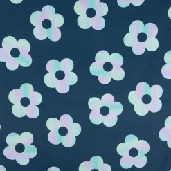 Softshell Stoff mit Fleece-Rückseite Digital Flowers petrolblau 148cm Breite
