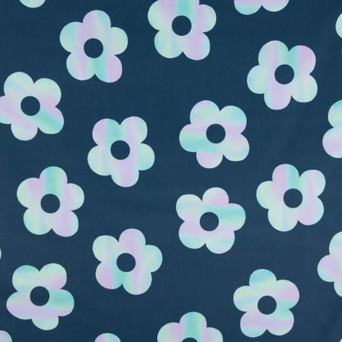 Softshell Stoff mit Fleece-Rückseite Digital Flowers petrolblau 148cm Breite