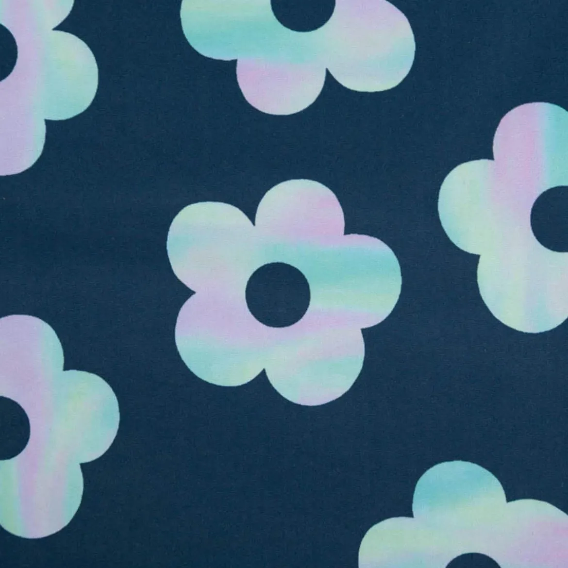 Softshell Stoff mit Fleece-Rückseite Digital Flowers petrolblau 148cm Breite