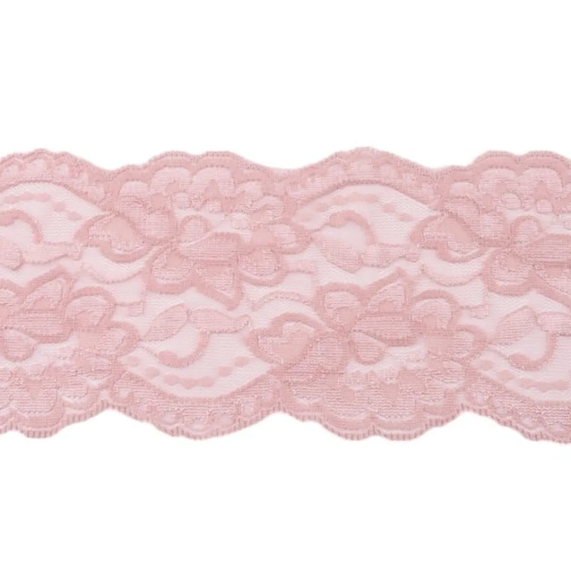 Spitze elastisch Blumen altlila Meterware Breite: 9,5cm
