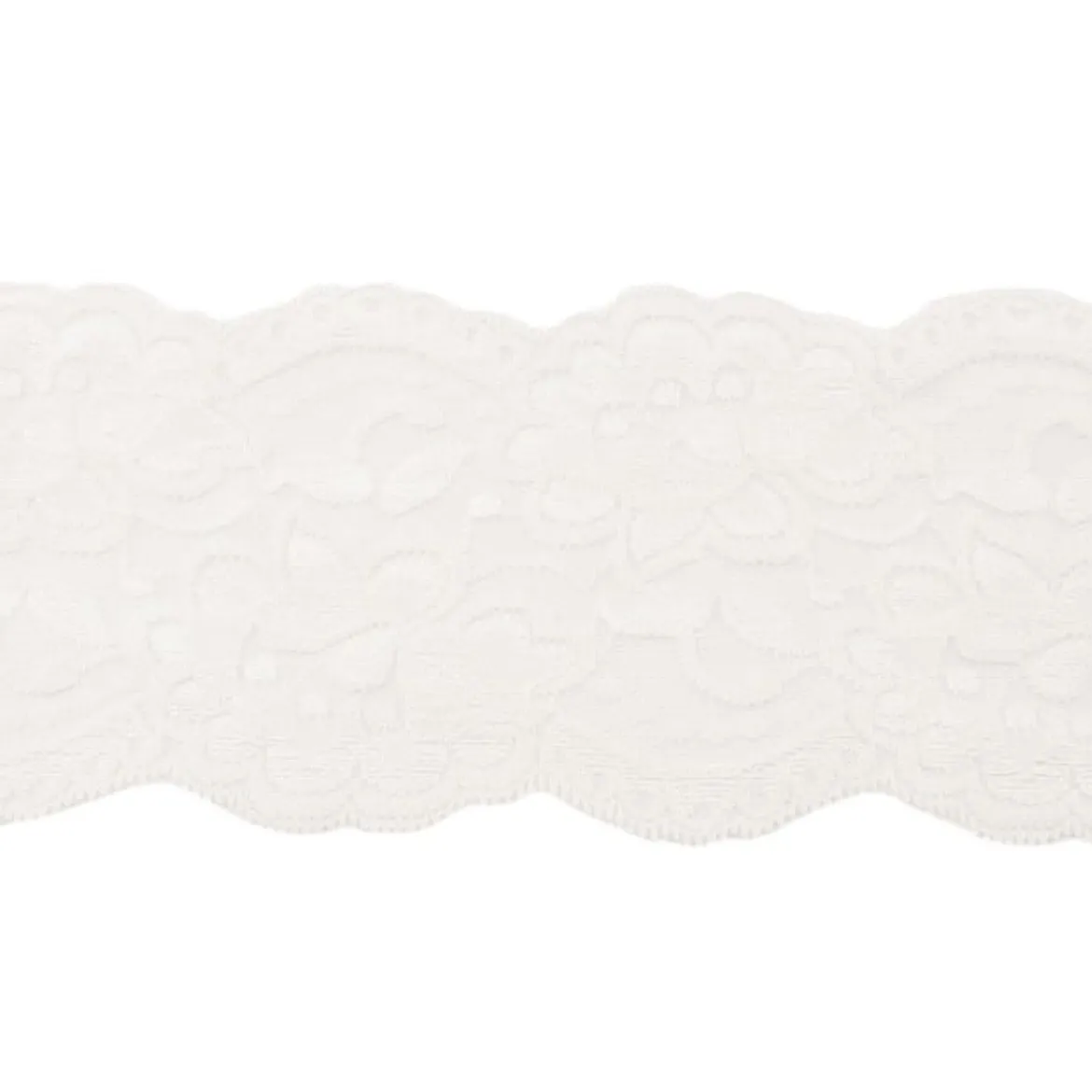 Spitze elastisch Blumen creme Meterware Breite: 9,5cm