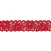 Spitze elastisch Blumen dunkelrot Meterware Breite: 3cm
