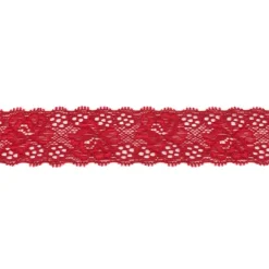 Spitze elastisch Blumen dunkelrot Meterware Breite: 3cm