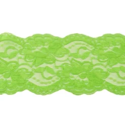 Spitze elastisch Blumen grün Meterware Breite: 9,5cm