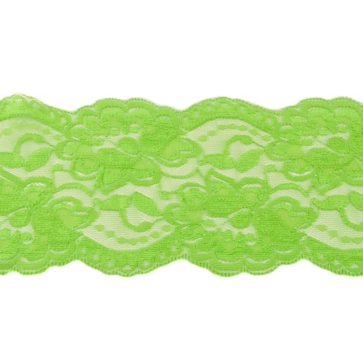 Spitze elastisch Blumen grün Meterware Breite: 9,5cm