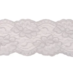 Spitze elastisch Blumen hellgrau Meterware Breite: 9,5cm