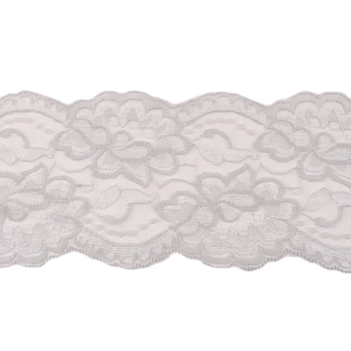 Spitze elastisch Blumen hellgrau Meterware Breite: 9,5cm