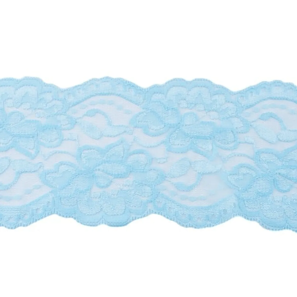 Spitze elastisch Blumen hellblau Meterware Breite: 9,5cm