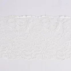 Spitze elastisch Blumen Meterware offweiß Breite: 15cm