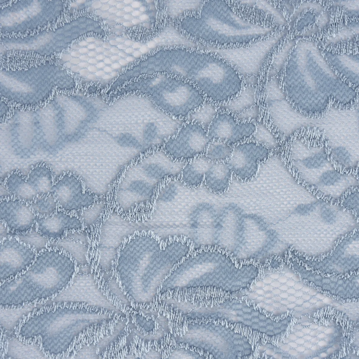 Spitze elastisch Blumen Meterware hell jeansblau Breite: 15cm