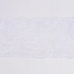 Spitze elastisch Blumen Meterware weiß Breite: 15cm