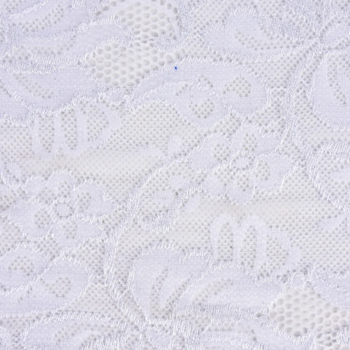 Spitze elastisch Blumen Meterware weiß Breite: 15cm