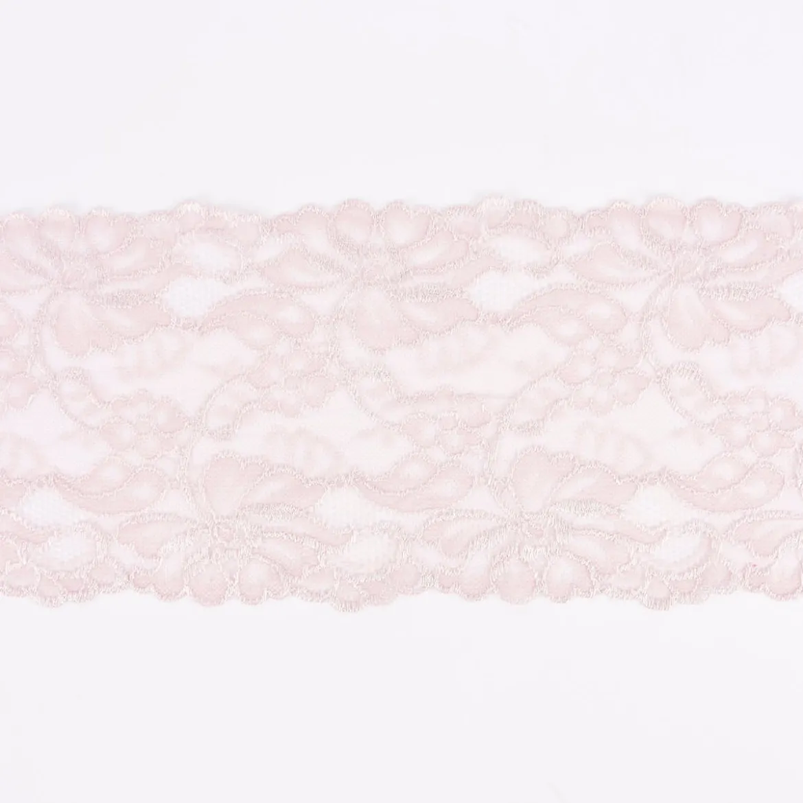 Spitze elastisch Blumen Meterware puder rosa Breite: 15cm