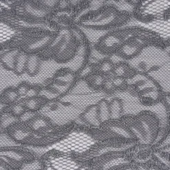 Spitze elastisch Blumen Meterware grau Breite: 15cm