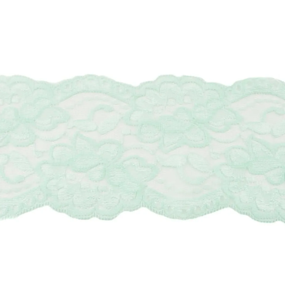 Spitze elastisch Blumen mint Meterware Breite: 9,5cm