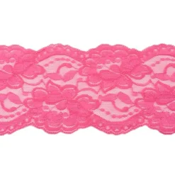 Spitze elastisch Blumen pink Meterware Breite: 9,5cm