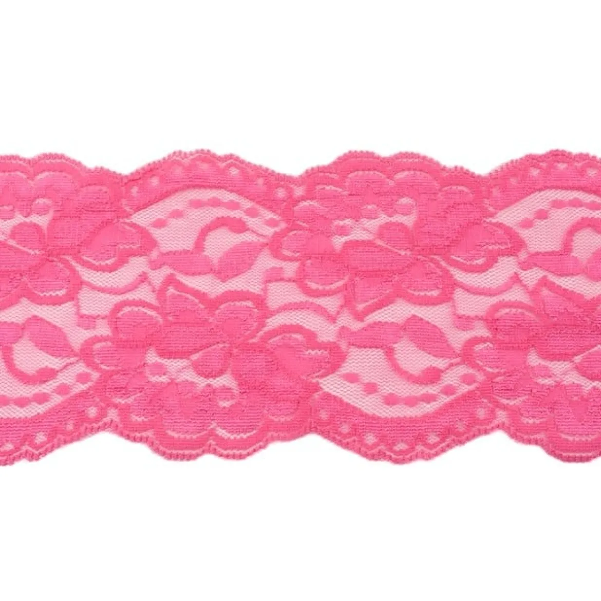 Spitze elastisch Blumen pink Meterware Breite: 9,5cm