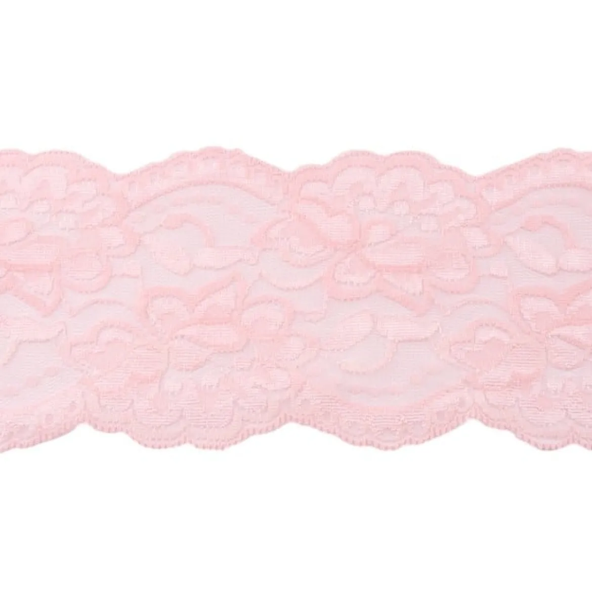 Spitze elastisch Blumen rosa Meterware Breite: 9,5cm
