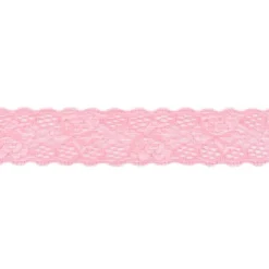 Spitze elastisch Blumen rosa Meterware Breite: 3cm