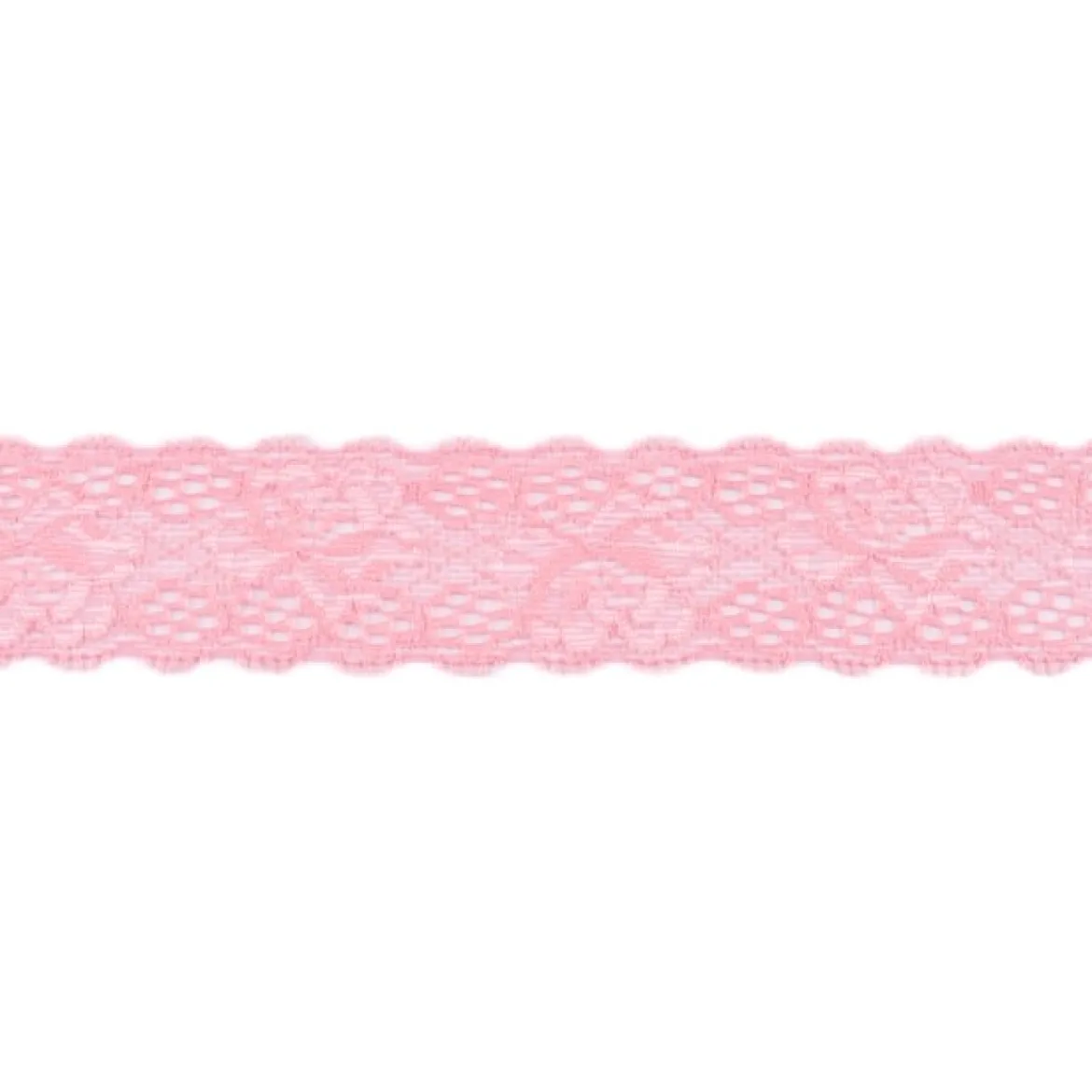 Spitze elastisch Blumen rosa Meterware Breite: 3cm