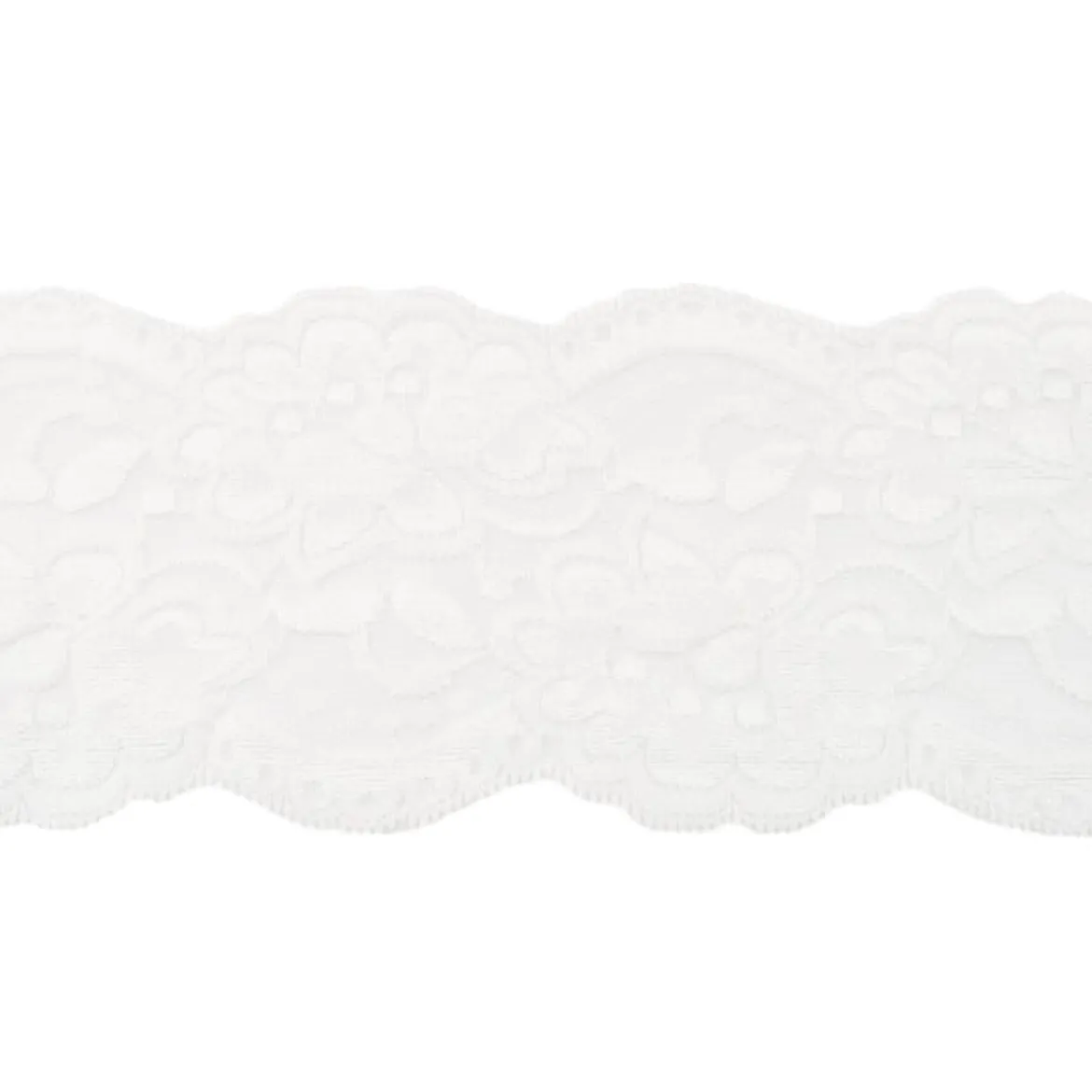 Spitze elastisch Blumen weiß Meterware Breite: 9,5cm