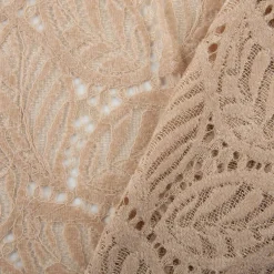 Spitze mit Chenille Blätterdessin Meterware beige 150cm breit