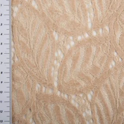 Spitze mit Chenille Blätterdessin Meterware beige 150cm breit