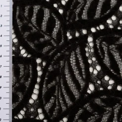 Spitze mit Chenille Blätterdessin Meterware schwarz 150cm breit