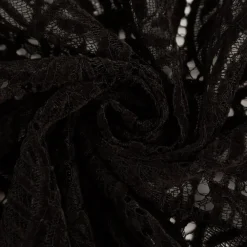 Spitze mit Chenille Blätterdessin Meterware schwarz 150cm breit