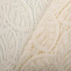 Spitze mit Chenille Blätterdessin Meterware wollweiß 150cm breit